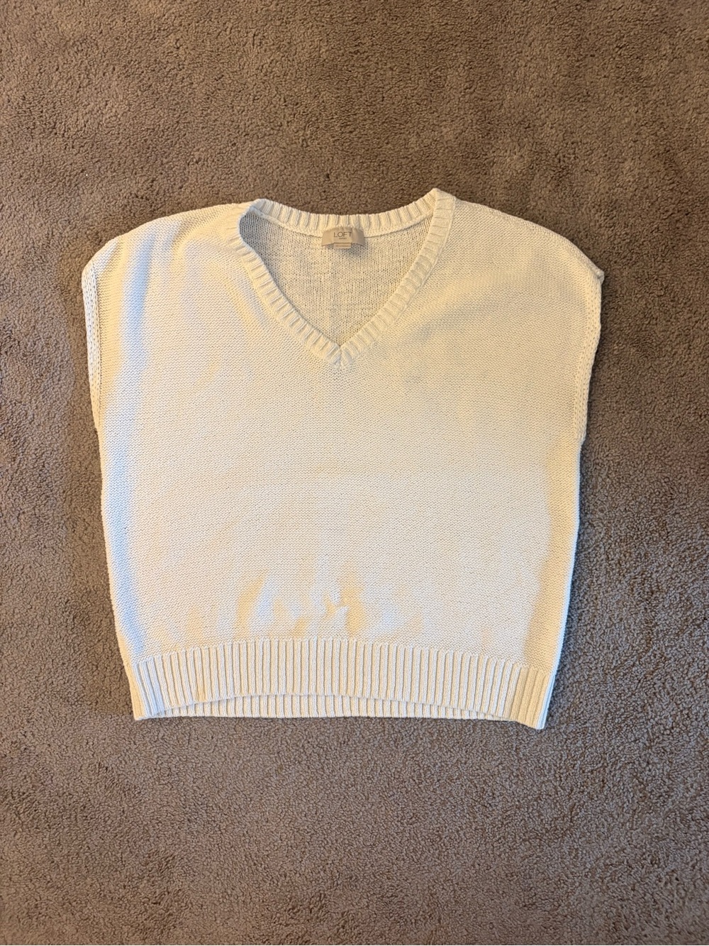 LOFT White Sleeveless V-Neck Knit Sweater Vest